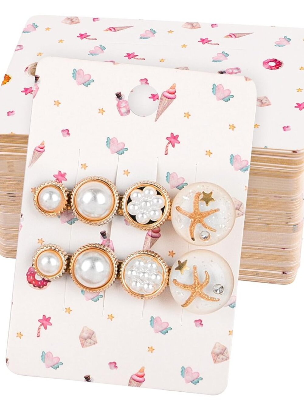 Cute Hair Bow Display Cards Packaging Paper Card Board Holder for Clips 100 Coun